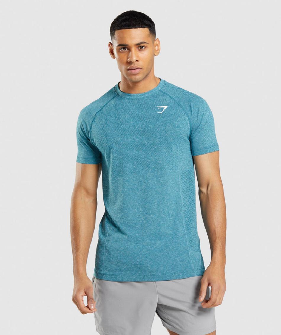 T Shirts Gymshark Vital Light Seamless Hombre Turquesa | CO 3336FDN